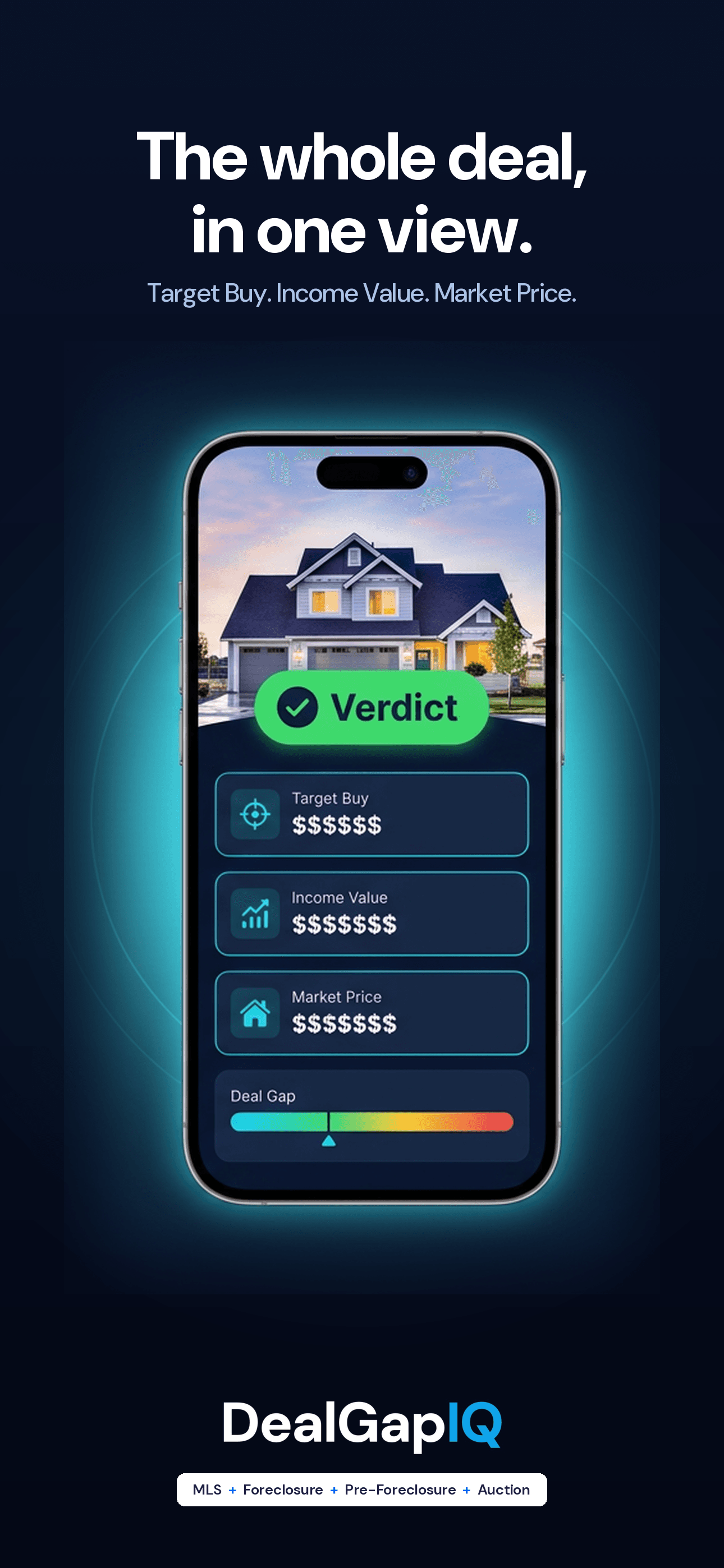DealGapIQ discovery verdict showing income value, target buy price and deal gap for one address